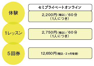 お家でレッスンのコースと料金